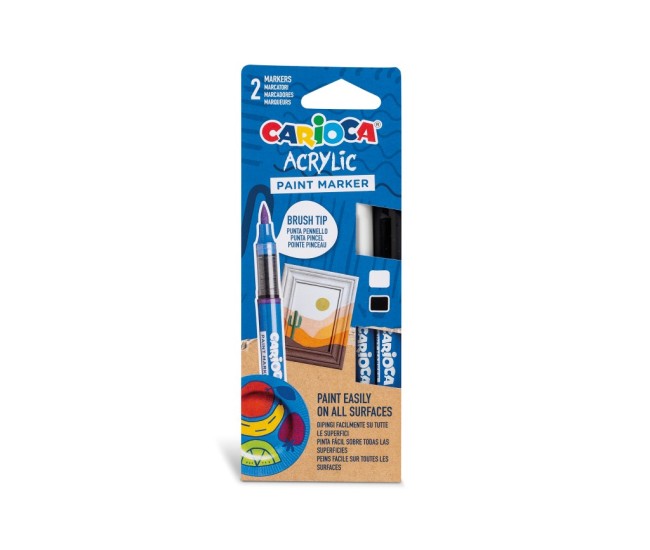 Marker cu vopsea acrilica si varf pensula Carioca 2 buc/set