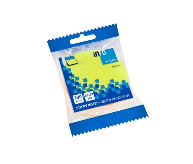 Cub notite adezive 70 x 70 mm forma 200 file Info Notes Cub notite adezive 70 x 70 mm forma 200 file Info Notes