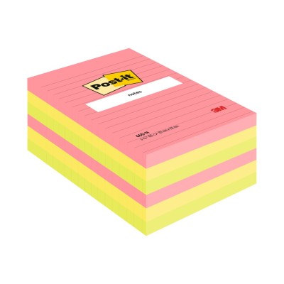 Notes adeziv 102 x 152 mm 100 file neon liniate Post-it 3M