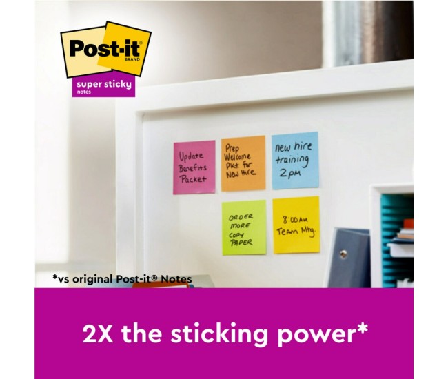 Notes adeziv Super Sticky 76 x 76 mm 90 file x 5 culori asortate Post-It 3M Notes adeziv Super Sticky 76 x 76 mm 90 file x 5 culori asortate Post-It 3M