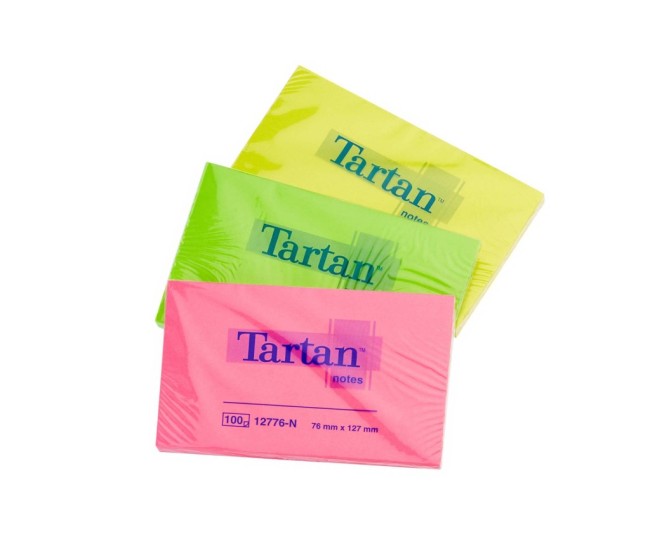 Notes adeziv 76 x 127 mm 100 file neon Tartan