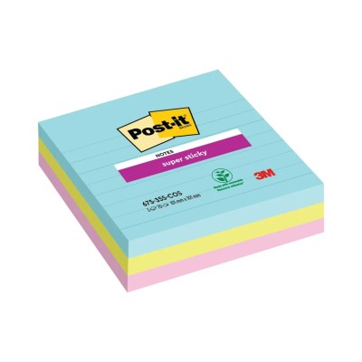 Notes adeziv pentru Conferinta 101 mm x 101 mm 3 x 70 file liniat Super Sticky Cosmic Post-it 3M