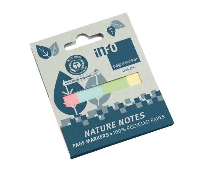 PageMarker reciclat 20 x 50 mm 160 file Nature Info Notes 4 culori/set