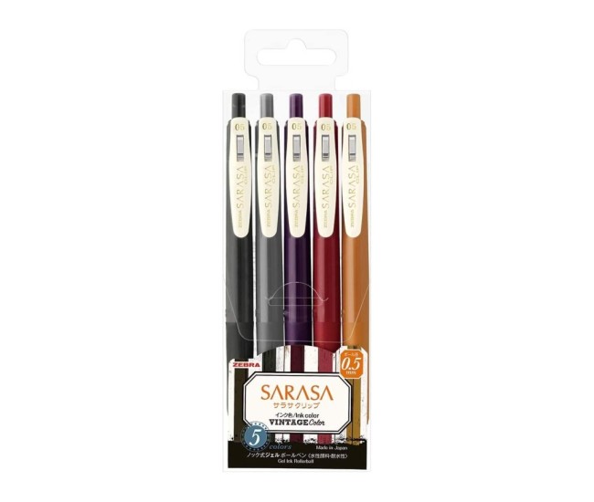 Pix cu gel 0.5 mm Zebra Sarasa Clip Gel Vintage 2,5/set 69421