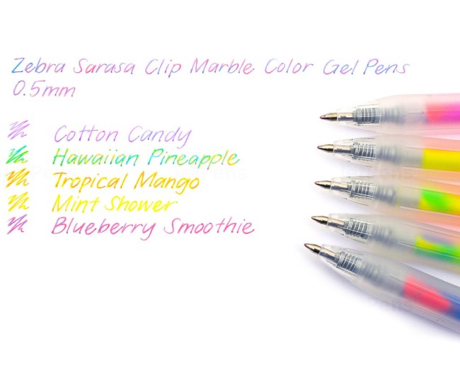 Pix cu gel 0.5 mm Marble Zebra 5 culori/set