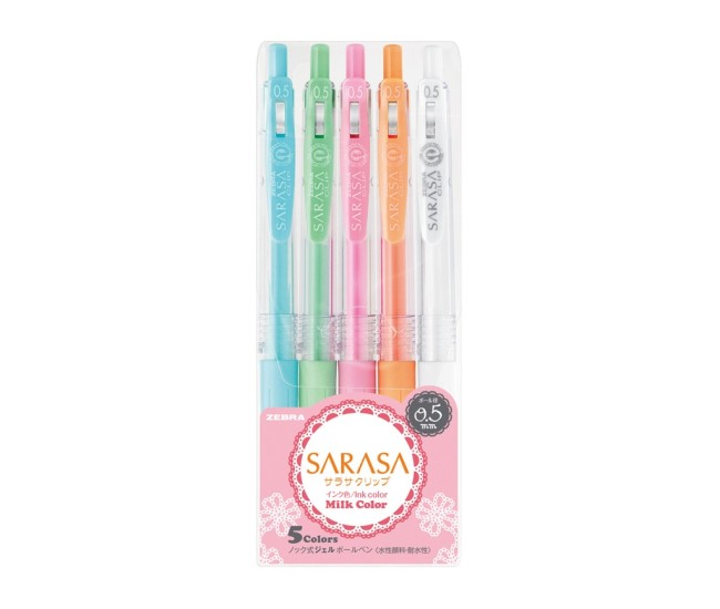 Pix cu gel 0.5 mm Milk Zebra 5 culori/set