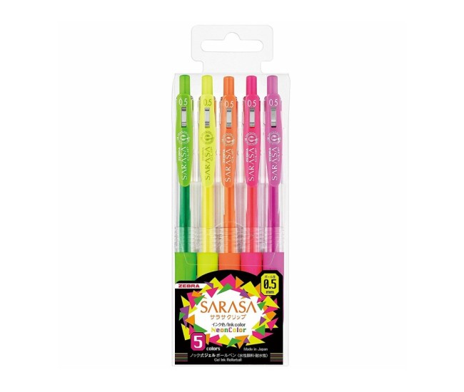 Pix cu gel Neon Zebra 5 culori/set Pix cu gel Neon Zebra 5 culori/set