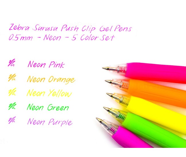 Pix cu gel Neon Zebra 5 culori/set Pix cu gel Neon Zebra 5 culori/set