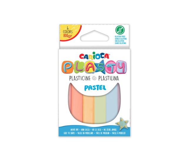 Plastilina Carioca Plasty Pastel 100 g 6 buc asortat Plastilina Carioca Plasty Pastel 100 g 6 buc asortat