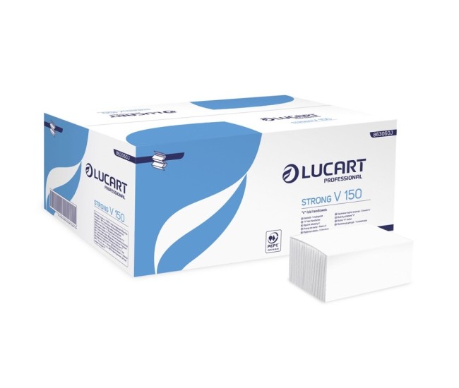 Prosoape pliate V 150 Lucart Strong, 2 str, 25 x 23 cm, 150 buc/pachet, 20 pachete/bax