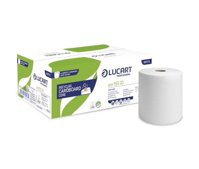Rola prosop autocut Lucart Eco 150 ID, 2 str, alba, 150 m/rola, 6 role/bax