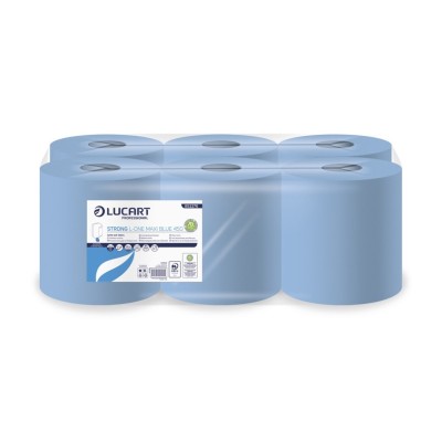 Rola prosop derulare centrala Lucart Strong L-ONE MAXI 450, 2 str, albastra, 163 m/rola, 6 role