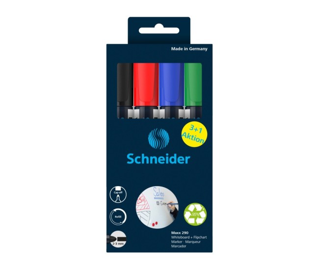 Marker whiteboard + flipchart 290 Schneider 4/set Marker whiteboard + flipchart 290 Schneider 4/set
