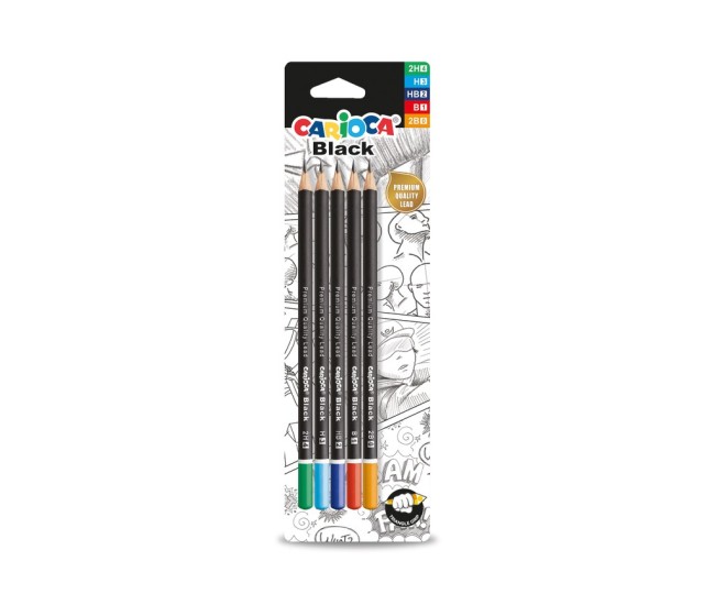 Creion Carioca asortat 2H, H, HB, B, 2B 5 buc/blister Creion Carioca asortat 2H, H, HB, B, 2B 5 buc/blister