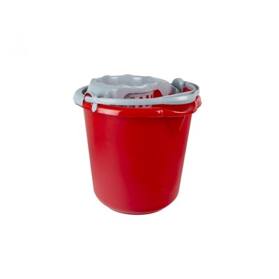 Set galeata plastic 10 L + storcator pentru mop rosie