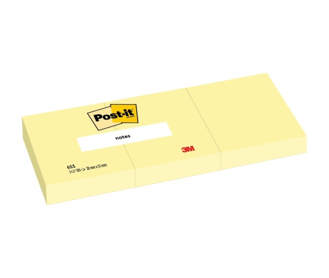 Cub notite adezive 51 x 38 mm 300 file Post-it Canary Yellow 3/set