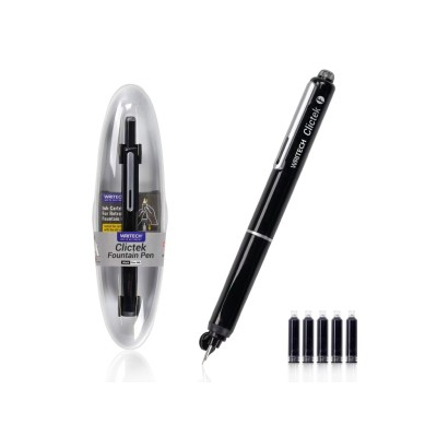 Stilou reatractabil Writech corp negru + 5 patroane cu cerneala albastru