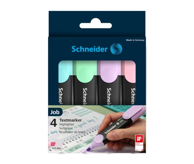 Textmarker Schneider Job Pastel 4/set