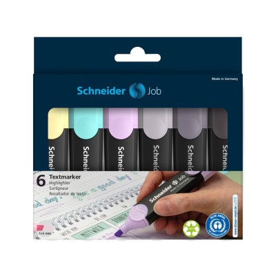 Textmarker Schneider Job 6 cul/set inclusiv gri