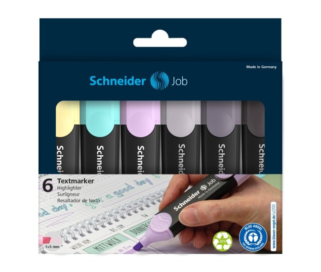 Textmarker Schneider Job 6 cul/set inclusiv gri Textmarker Schneider Job 6 cul/set inclusiv gri