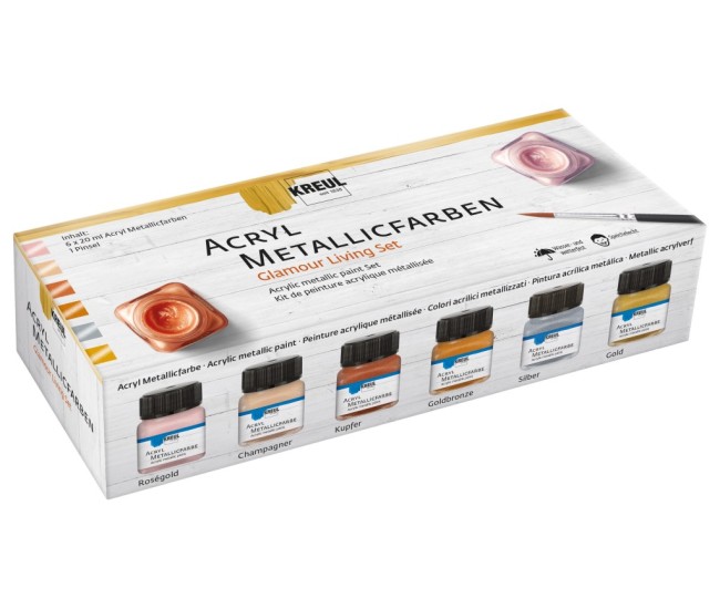 Vopsea acrilica metalica Glamour Living 6/set Kreul