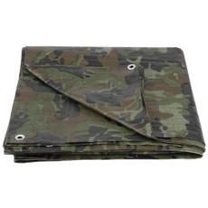 Prelata impermeabila cu inele, 3.9x5.9 m, camuflaj PE, 80 g/mp, 24 mp