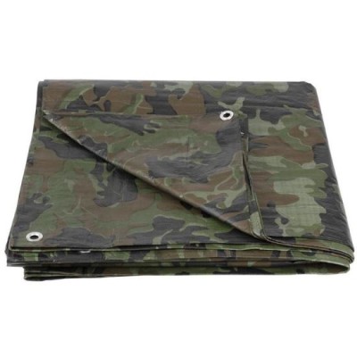 Prelata impermeabila cu inele, 3.9x5.9 m, camuflaj PE, 80 g/mp, 24 mp