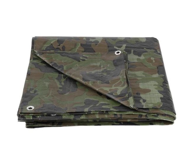 Prelata impermeabila cu inele, 3.9x5.9 m, camuflaj PE, 80 g/mp, 24 mp