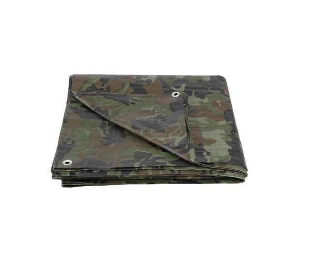 Prelata impermeabila cu inele, 7.9x11.9 m, PE, 80 g/mp, camuflaj, 96 mp