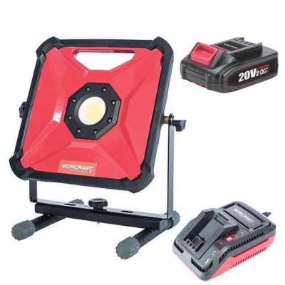 Proiector lucru, LED COB, 20V Li-Ion, cu acumulator 2 Ah, incarcator, 30W, 1800 lm, Worcraft