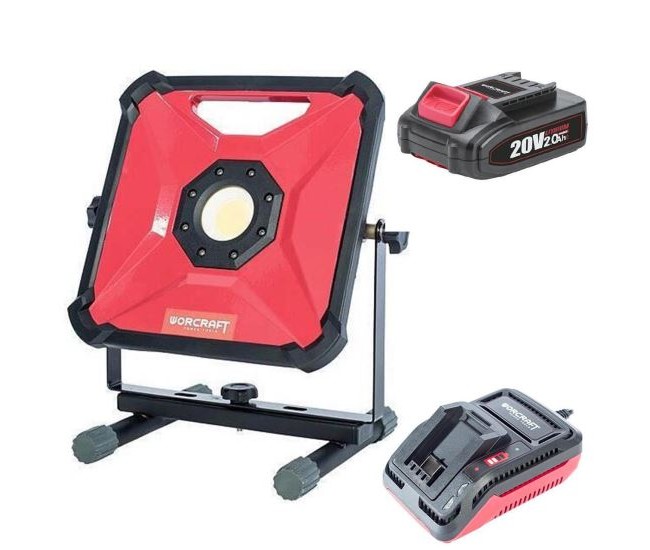 Proiector lucru, LED COB, 20V Li-Ion, cu acumulator 2 Ah, incarcator, 30W, 1800 lm, Worcraft
