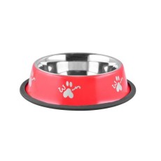 Castron, bol, pentru caine, pisica, rotund, inox, rosu, 900 ml, 23 cm, Magic Home