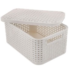 Cos rufe, 2 manere, capac, plastic, crem, 45x33x25 cm, Curver