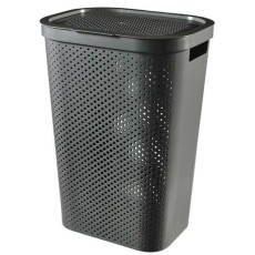 Cos rufe, 2 manere, capac, plastic, antracit, 60 L, 44x35x60 cm, Infinity Recycled, Curver
