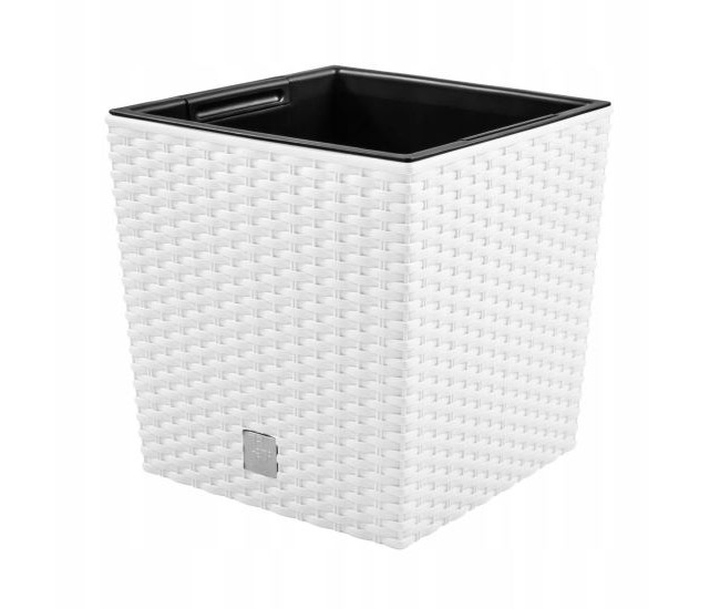 Ghiveci decorativ de flori, patrat 40x40x40.8 cm, imitatie ratan, alb, Rato Ghiveci decorativ de flori, patrat 40x40x40.8 cm, imitatie ratan, alb, Rato