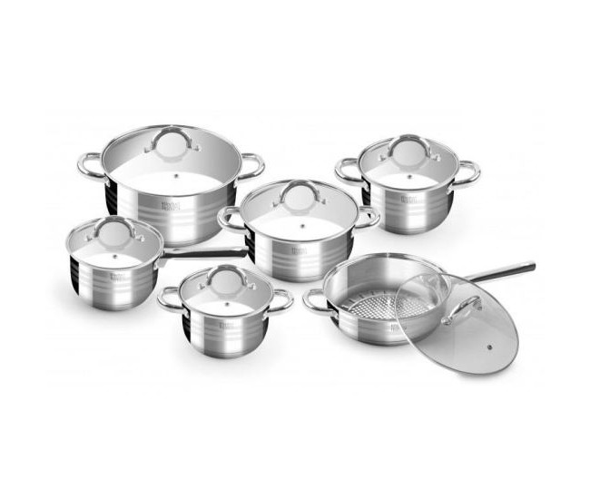 Set oale cu capac, inox, 12 piese, Perfect Home De Luxe Set oale cu capac, inox, 12 piese, Perfect Home De Luxe