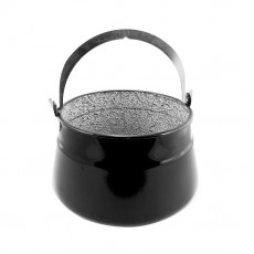 Ceaun emailat cu maner, fund plat, 10 L, Perfect Home
