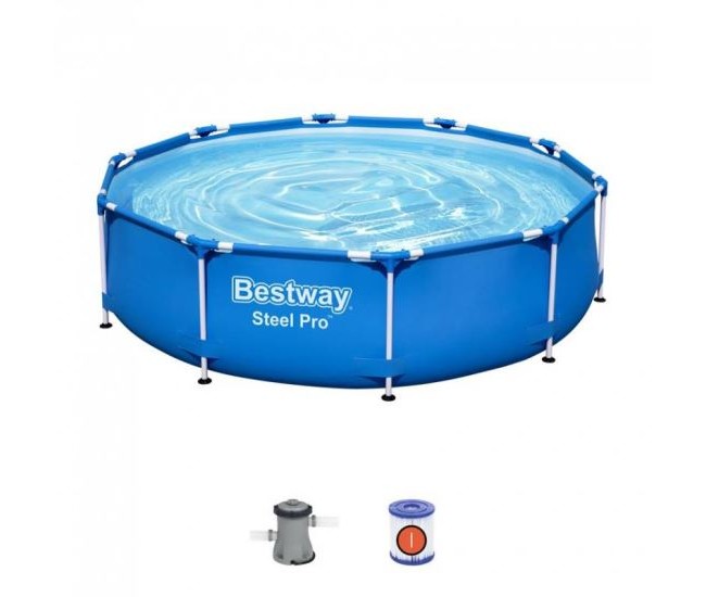 Piscina structura metalica, rotunda, cu filtru, albastru, 305x76 cm, Bestway Steel Pro Piscina structura metalica, rotunda, cu filtru, albastru, 305x76 cm, Bestway Steel Pro