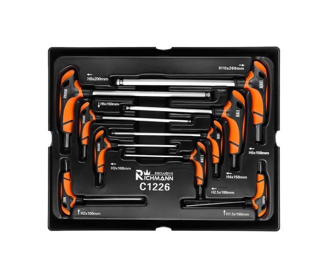 Set chei HEX cu maner TIP T, sertar TIP B (385x290 mm) pentru dulap mobil, 1.5-10 mm, 9 buc, RICHMANN EXCLUSIVE Set chei HEX cu maner TIP T, sertar TIP B (385x290 mm) pentru dulap mobil, 1.5-10 mm, 9 buc, RICHMANN EXCLUSIVE