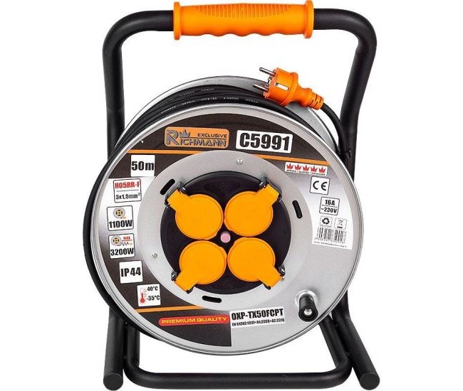 Prelungitor electric industrial, pe tambur, 3x1.5 mm², IP44, 50 m, Richmann Exclusive Prelungitor electric industrial, pe tambur, 3x1.5 mm², IP44, 50 m, Richmann Exclusive