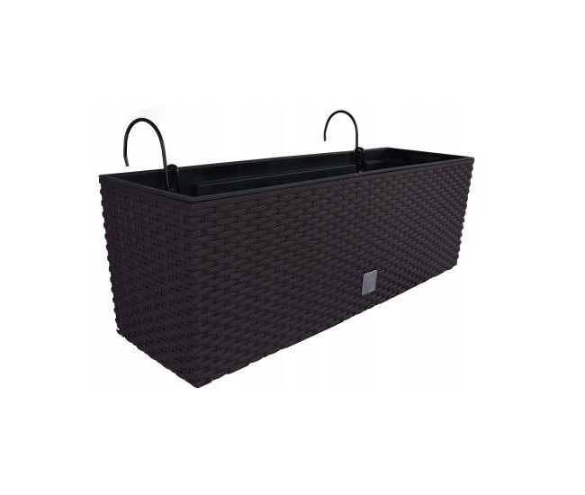 Jardiniera decorativa, suport metalic, imitatie ratan, maro, 58x18x19.5 cm, Rato Case W Jardiniera decorativa, suport metalic, imitatie ratan, maro, 58x18x19.5 cm, Rato Case W