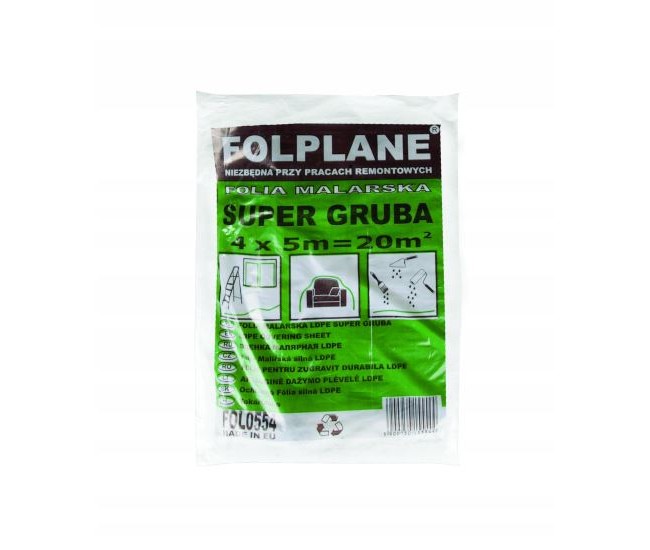 Folie pentru zugravit, LDPE, 4x5 m, 20 mp, 47 microni