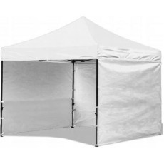 Pavilion pentru gradina/comercial, cadru metalic, 3 pereti, pliabil, alb, 3x3x3.16 m