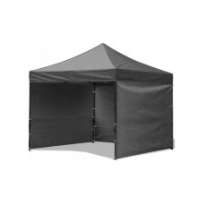 Pavilion pentru gradina/comercial, cadru metalic, 3 pereti, pliabil, gri, 3x3x3.16 m