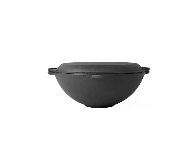 Oala de fonta tip wok, cu capac, 3 in 1, 32x14 cm, Perfect Home Oala de fonta tip wok, cu capac, 3 in 1, 32x14 cm, Perfect Home