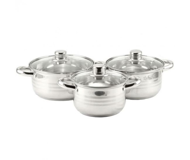 Set oale cu capac, inox, 6 piese, Perfect Home Diamond Set oale cu capac, inox, 6 piese, Perfect Home Diamond
