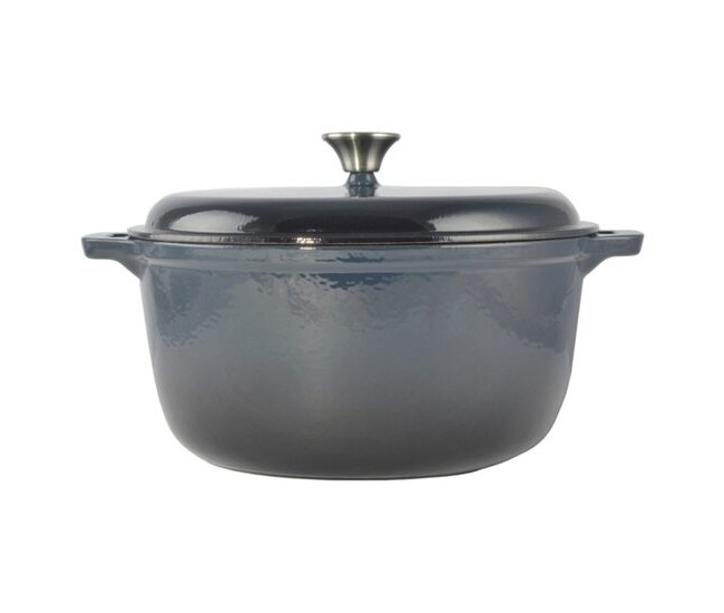 Oala de fonta emailata cu capac, maner din inox, 7 L, Perfect Home Oala de fonta emailata cu capac, maner din inox, 7 L, Perfect Home