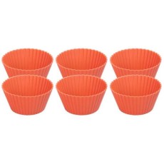 Forma coacere pentru briose, silicon, rosu, set 6 buc, 6.5x6.5x3 cm, MagicHome