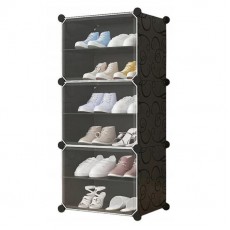 Dulap modular pentru depozitare incaltaminte, Mufart, plastic, 3 compartimente, 6 rafturi, 44x31x96 cm