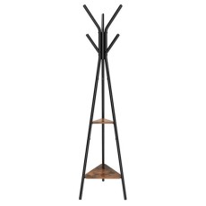Cuier, Songmics, 6 carlige, 2 rafturi, metal, negru, 49x49x179 cm